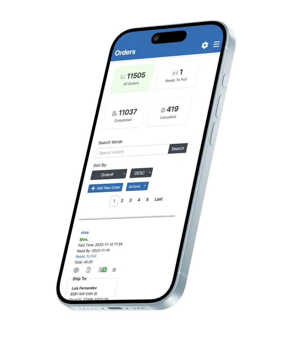 View orders from the app
