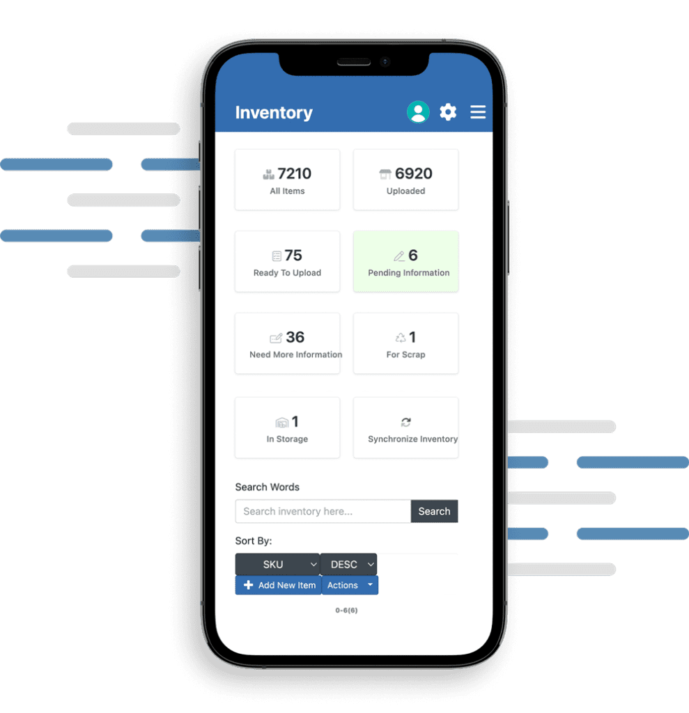 Inventory view on mobile