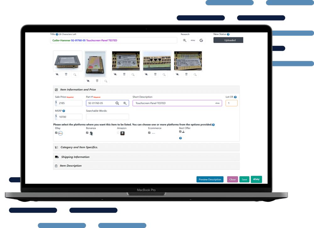 New listing creation on desktop view